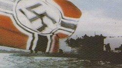 A German U-Boat slips out of base for action in the North Sea.