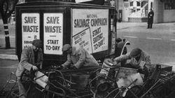 British householders help to salvage waste by getting their old iron ready for collection by the Council.